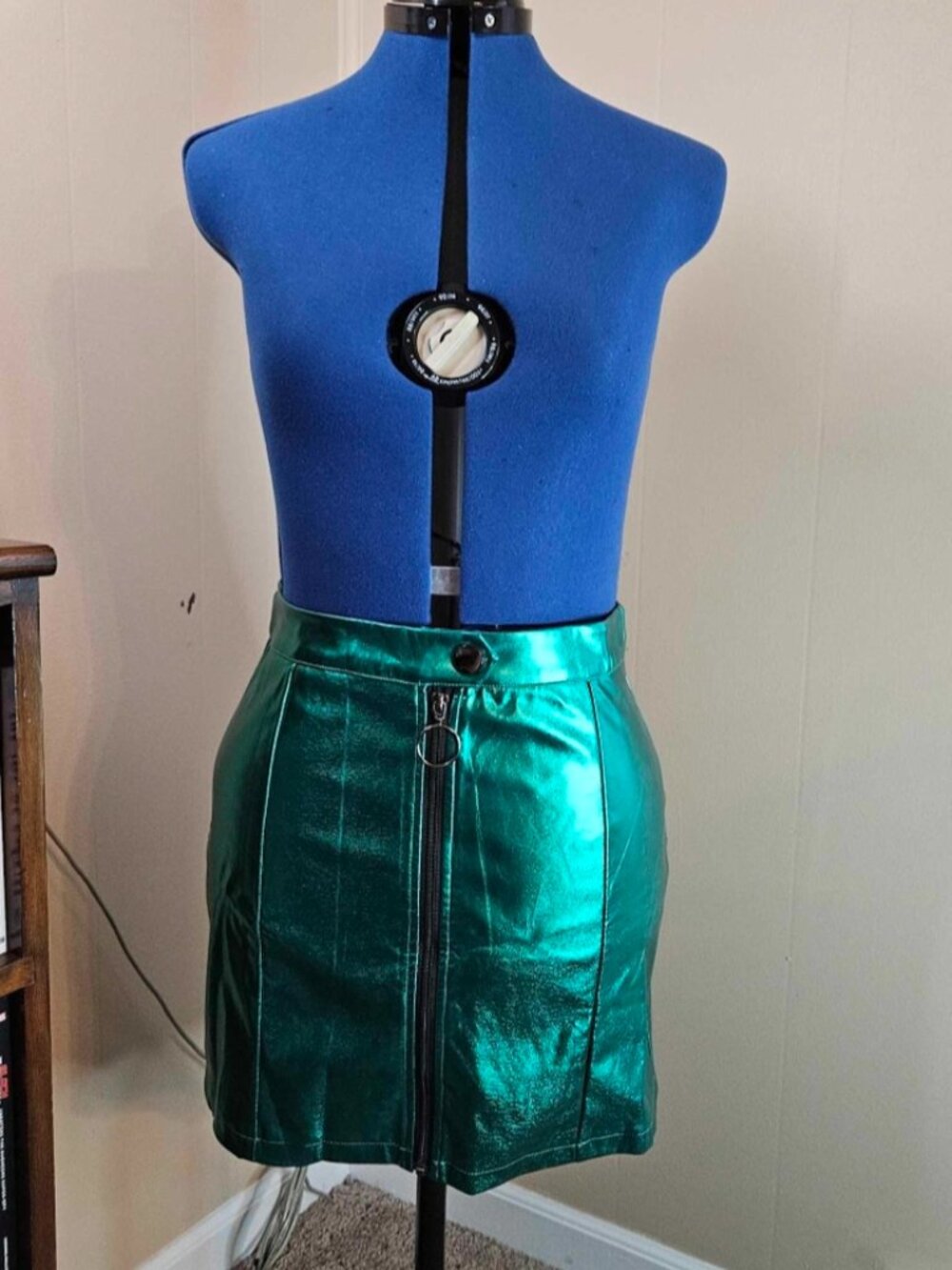 Allegra K Bright Metallic Green Neon Pleather Skirt